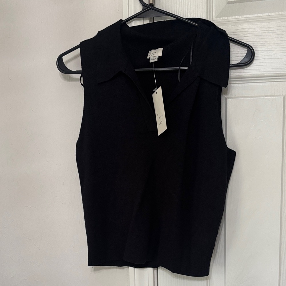 a new day Black Collared Sleeveless Blouse